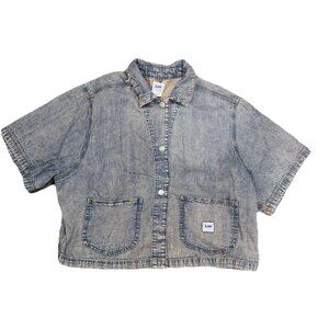 Lee Heritage Women's Workwear Short Sleeve Front Pockets Snap Button Mud Sz 2XL